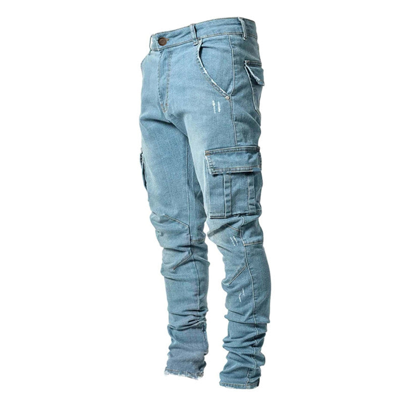 Heren Cargo Broek Slim Fit Katoen Met Praktische Zakken