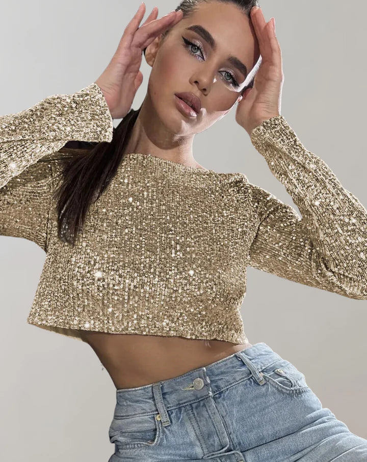 Dames Crop Top Sprankelend Stijlvol Hoogwaardige Stof-1