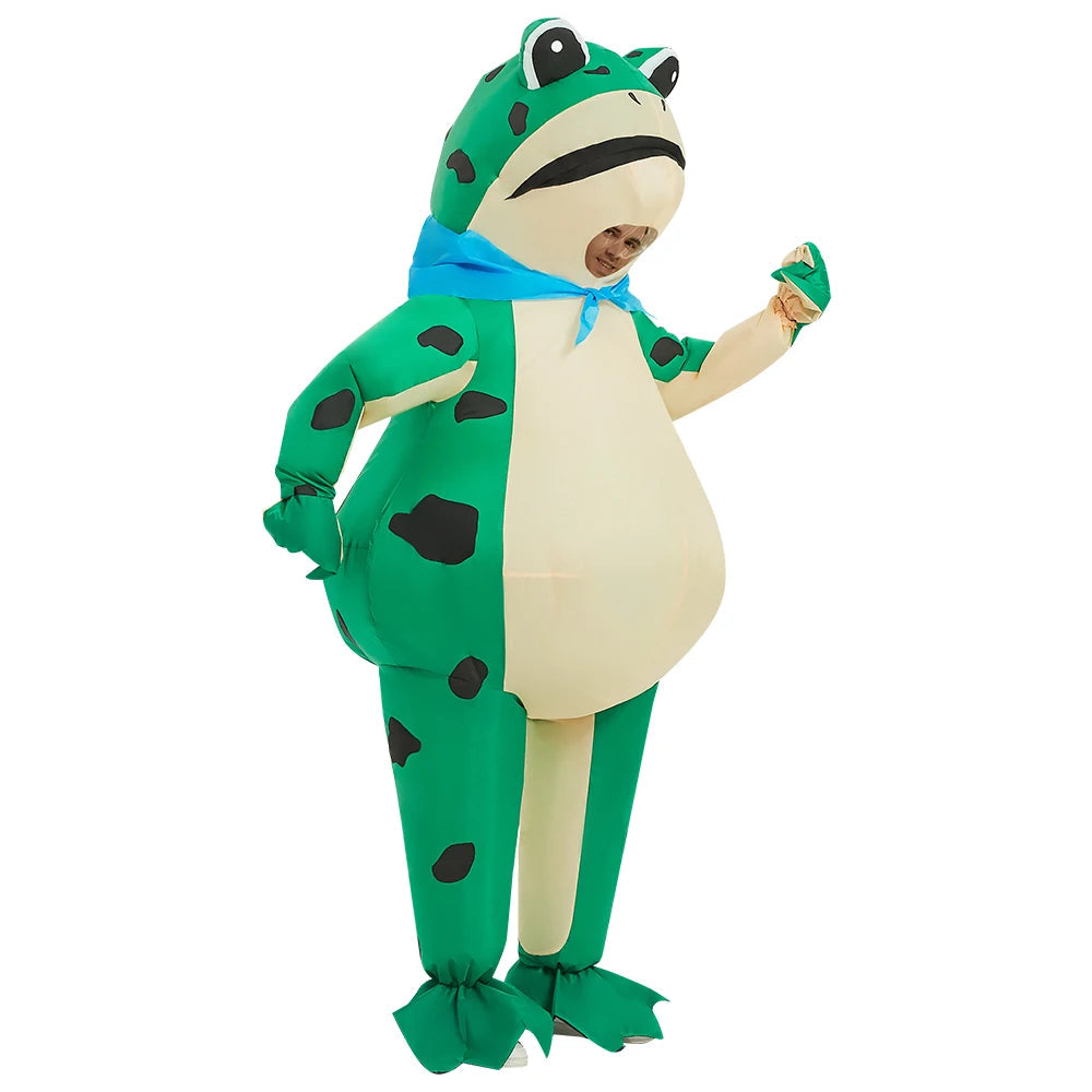 Opblaasbaar Kostuum Frosch Voor Halloween - Ruim Opblaaspak Met Ingebouwde Ventilator 0
