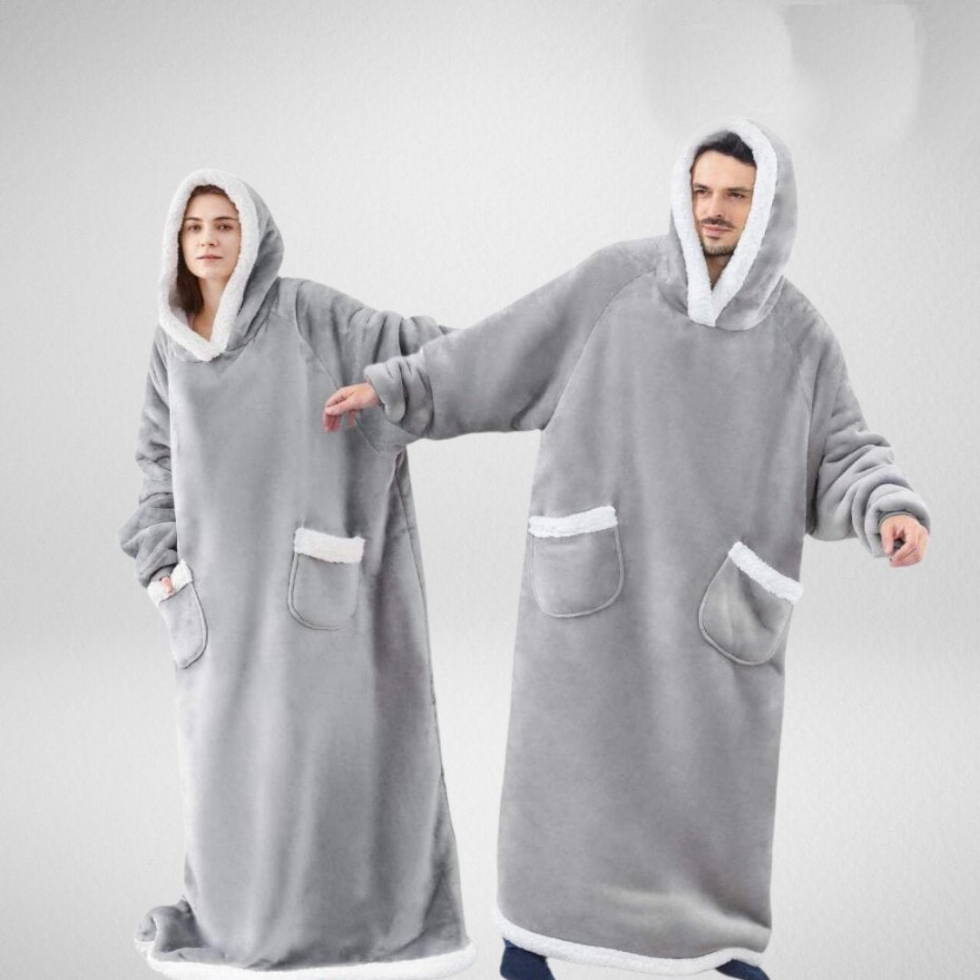 Oversized Deken Hoodie Met Sherpa Voering Voor Dames Microfleece 3