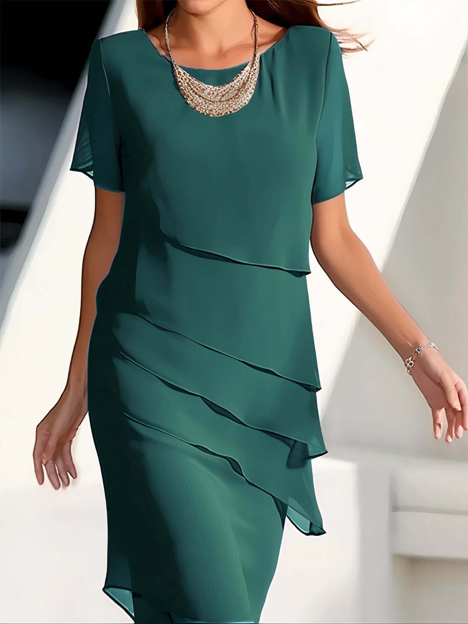 Variant image for Dames Lange Chiffon Jurk Vloerlengte Feestelijke Kleding Stijlvolle Dameskleding-17