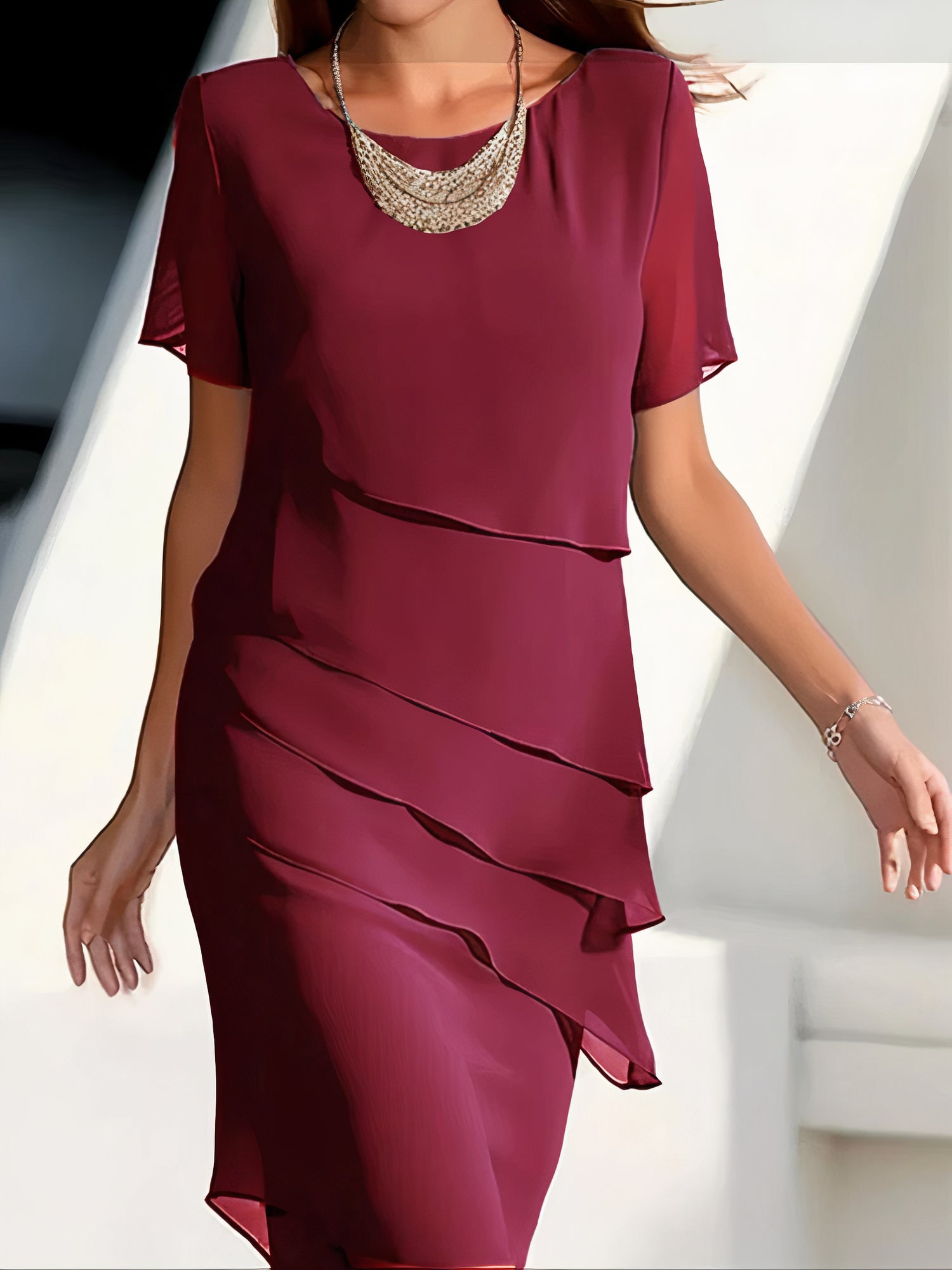 Variant image for Dames Lange Chiffon Jurk Vloerlengte Feestelijke Kleding Stijlvolle Dameskleding-1