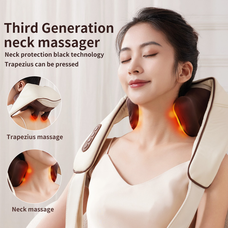 Dames Massageapparaat Zwart Ergonomisch Draagbaar voor Nek en Rug-2
