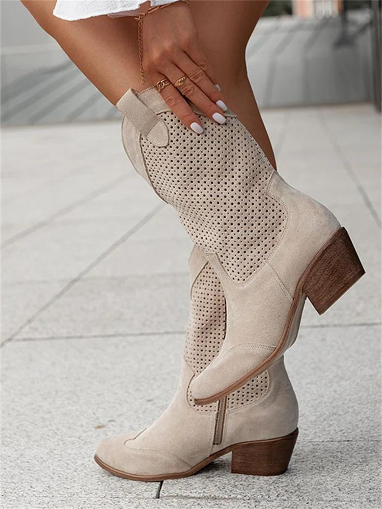 Dames Cowboylaarzen Ademend Synthetisch Leer Stijlvol 6