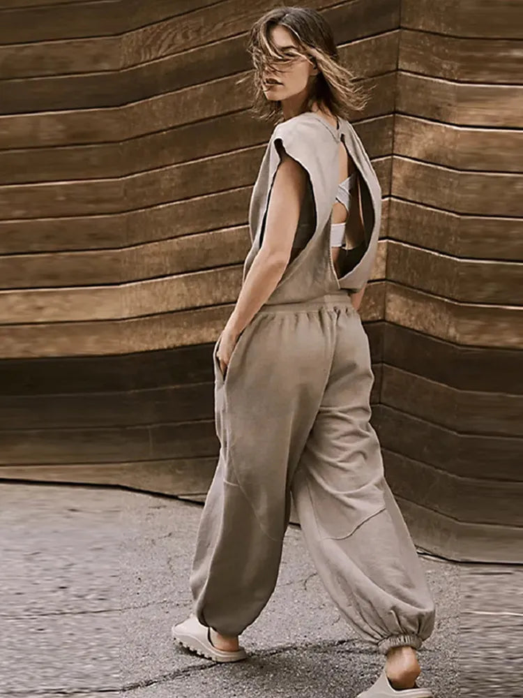 Dames Jumpsuit Casual Met Flatterende Taille En Trekkoord Polyester-5