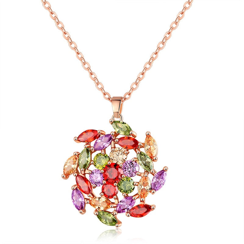 Glinsterende Zirkoon Bloemen Ketting