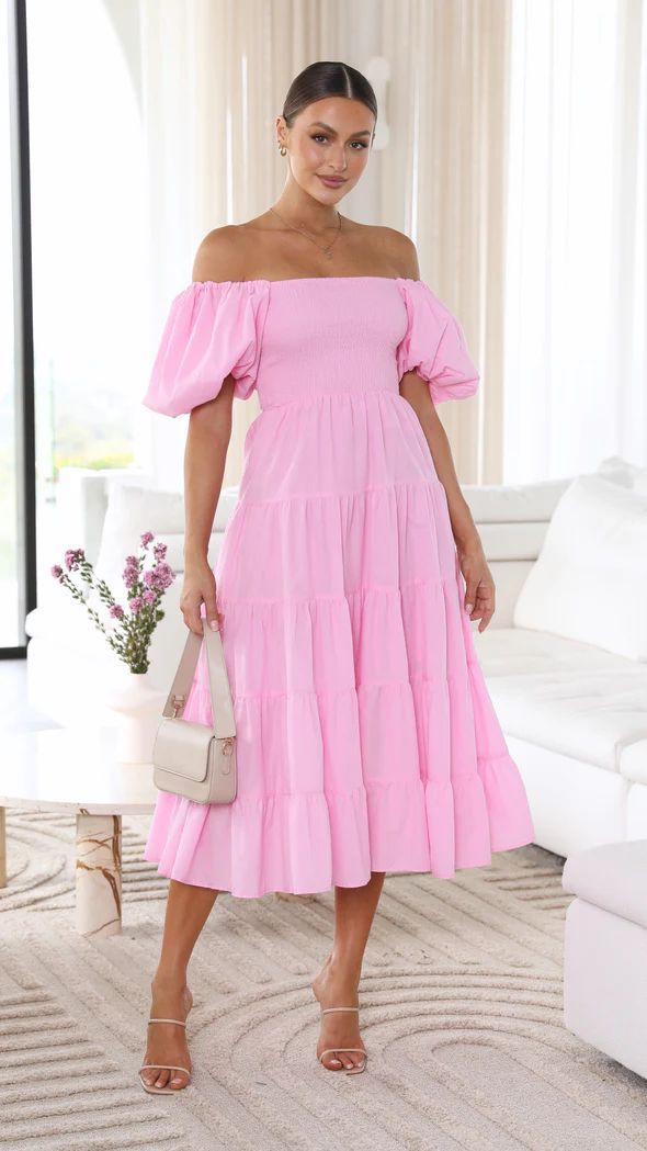 Dames Midi-Jurk Off-Shoulder Zacht Ademend Stof-1