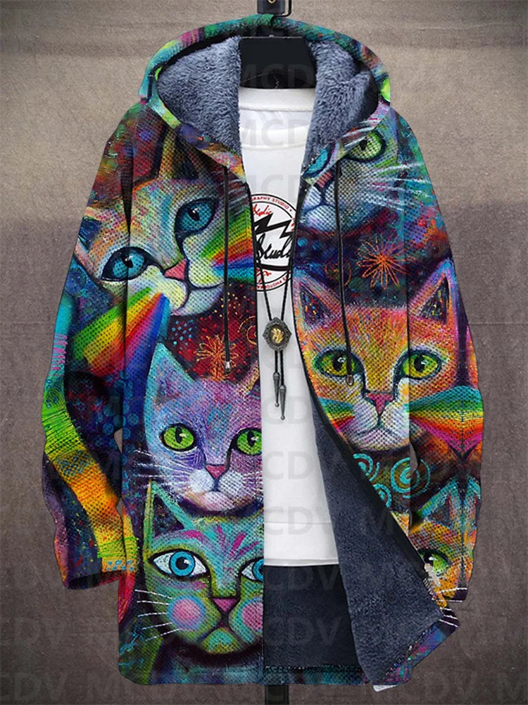 Variant image for Dames Jas Casual Met Kattenpatroon Zachte Ademende Stof-22