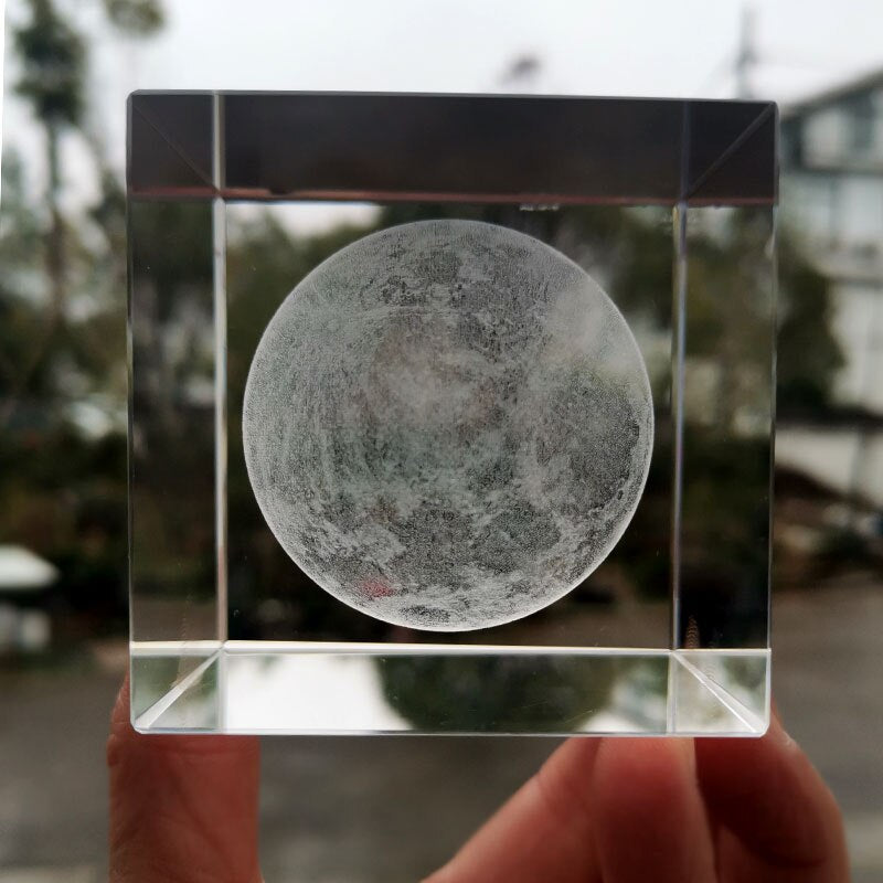 Kristallen Kubus 3D Maanlicht Lamp