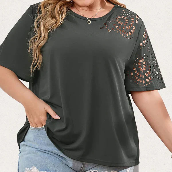 Variant image for Dames T-shirt Chiffon Halslijn Zachte Katoenmix Casual Elegantie-17