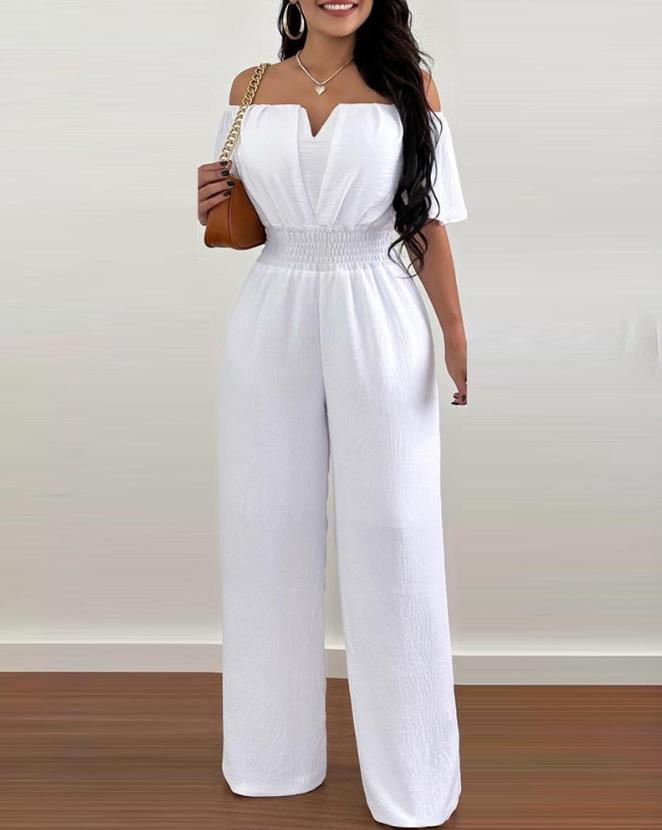 Dames Jumpsuit Feestelijk Off-Shoulder Geplooid Polyester-2
