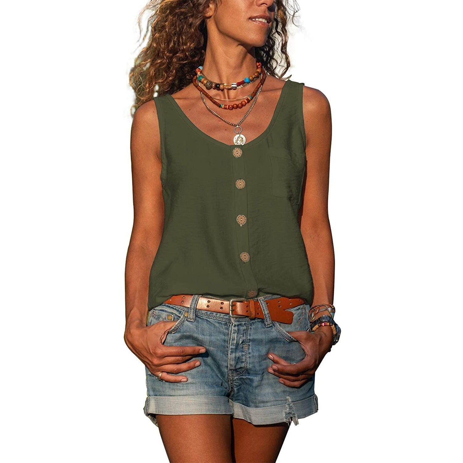 Dames Tanktop Mouwloos Elegante Pasvorm Ademend Materiaal-5