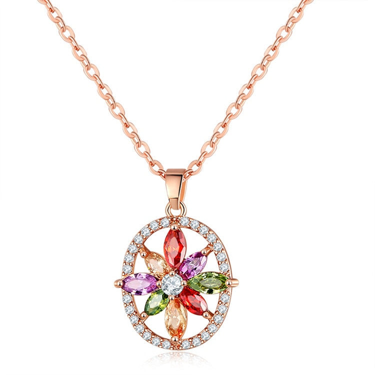 Glinsterende Zirkoon Bloemen Ketting