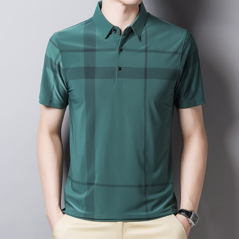 Heren Slim-Fit Geruite Polo