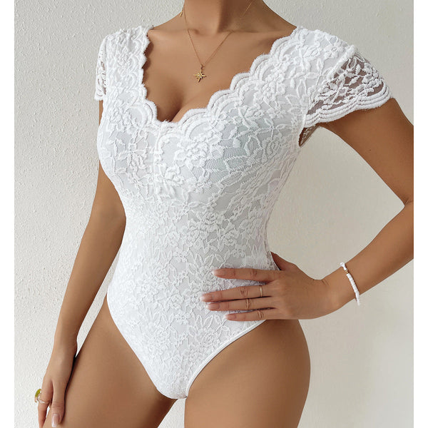 Dames Body met Kant Elegante Pasvorm Hoogwaardige Stof-3