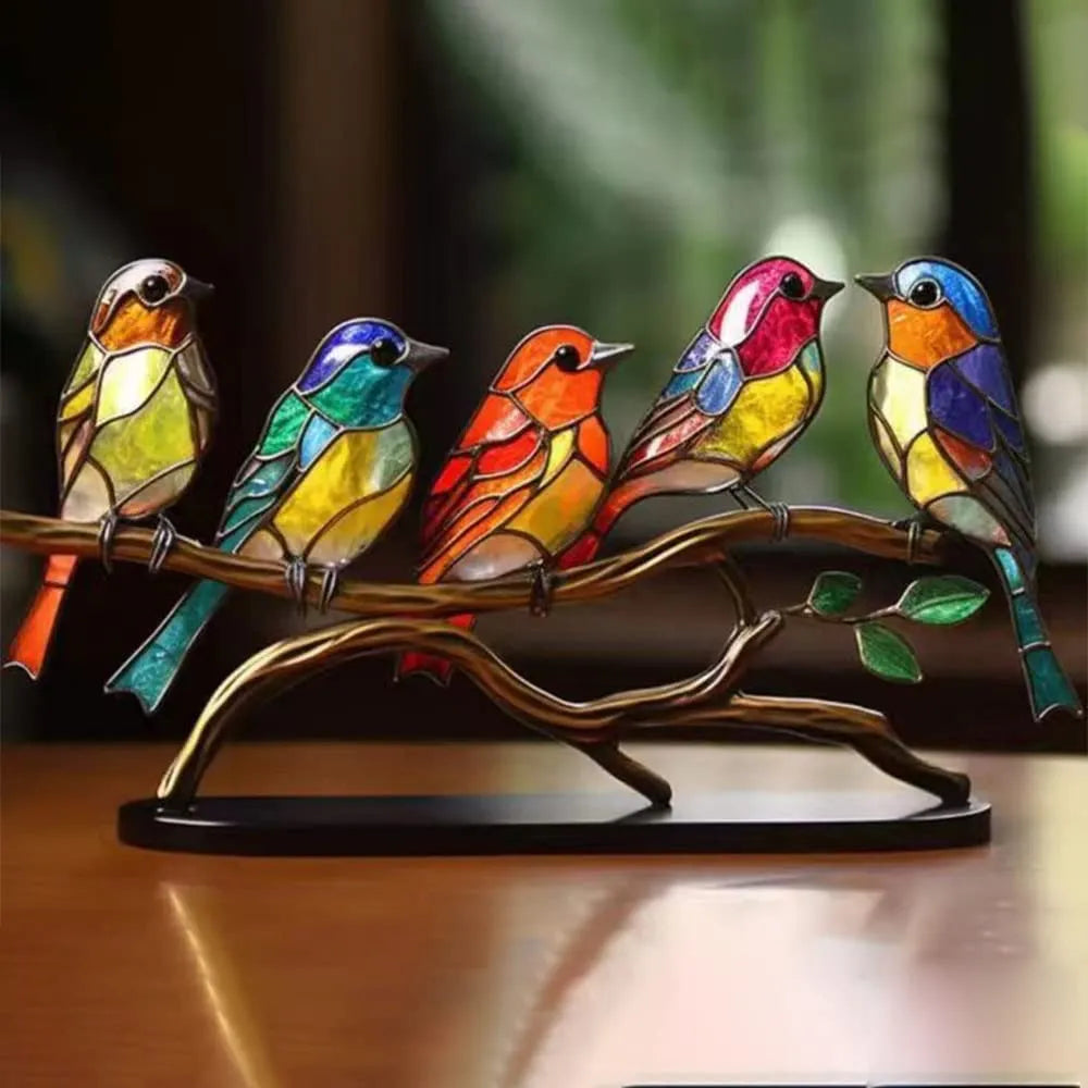 Gekleurde Vogels Op Tak Bureaubladornamenten