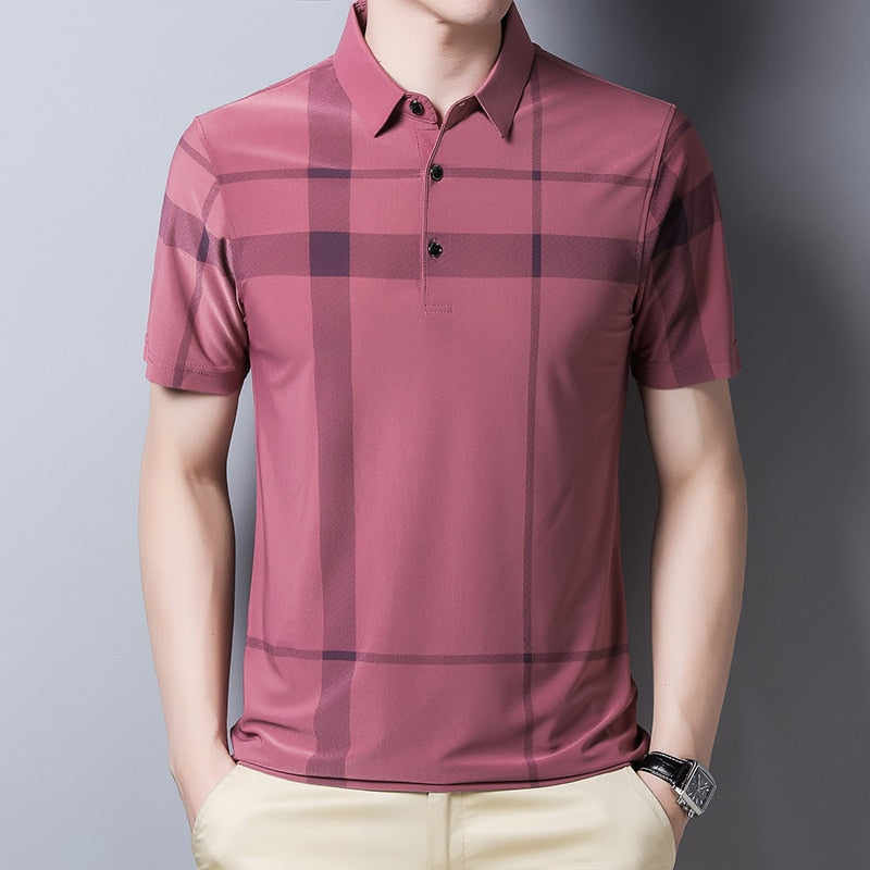 Heren Slim-Fit Geruite Polo
