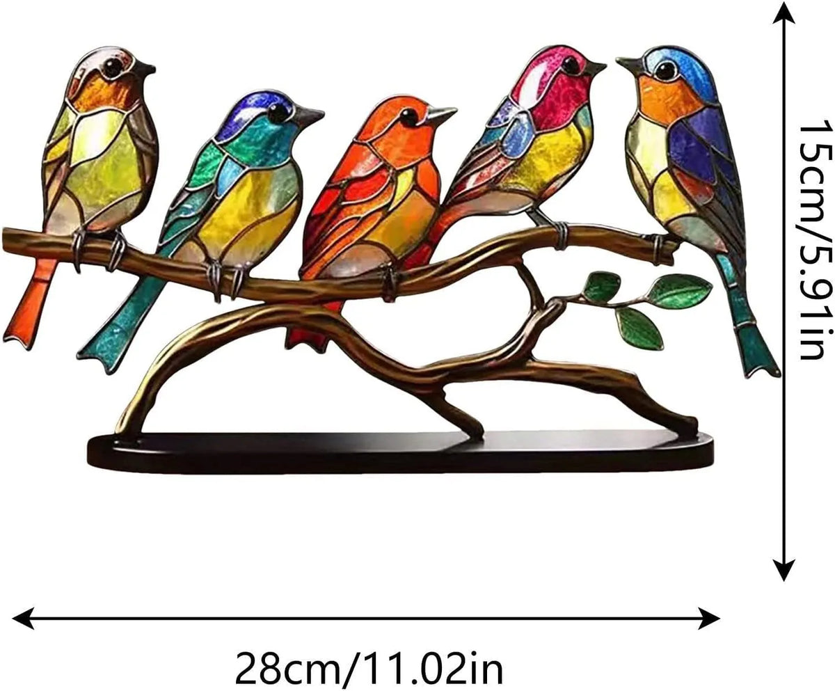 Gekleurde Vogels Op Tak Bureaubladornamenten