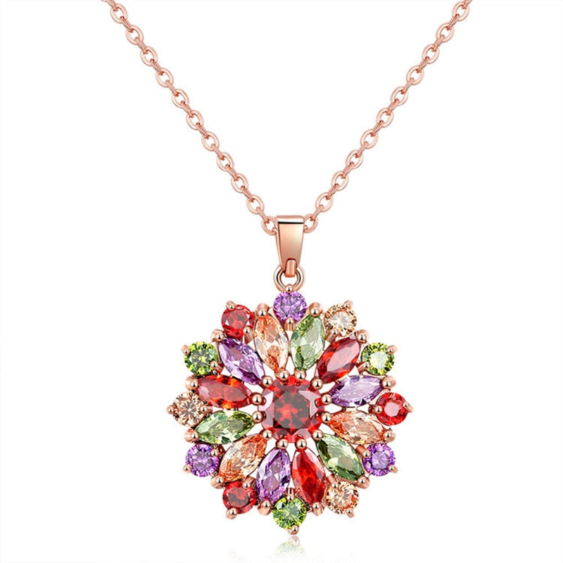 Glinsterende Zirkoon Bloemen Ketting