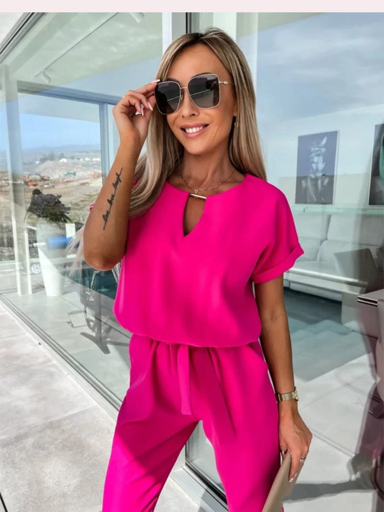 Dames Jumpsuit V-Hals Korte Mouwen Feestelijk Polyester-3