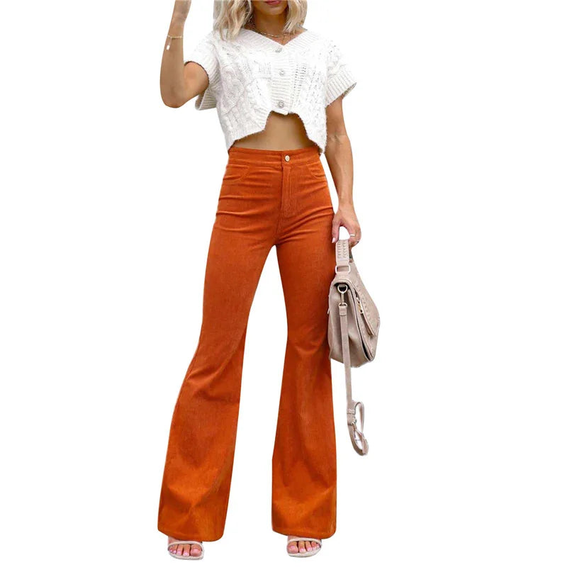 Dames Corduroy Uitlopende Broek