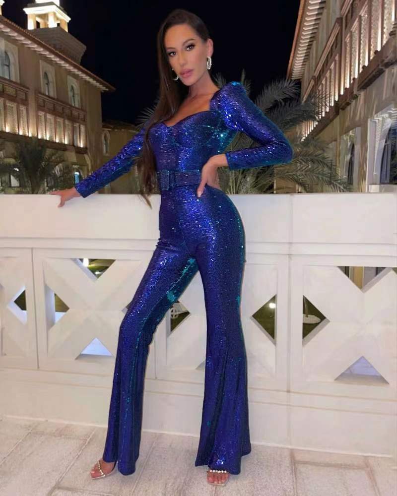 Dames Jumpsuit Feestelijk Strak Polyester Met Lage Halslijn-1