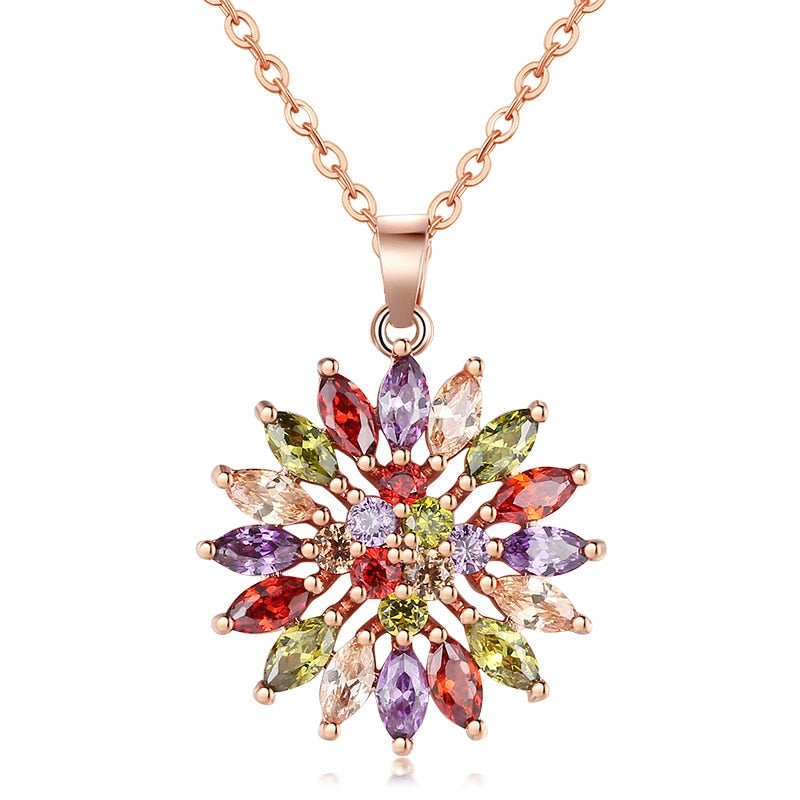 Glinsterende Zirkoon Bloemen Ketting