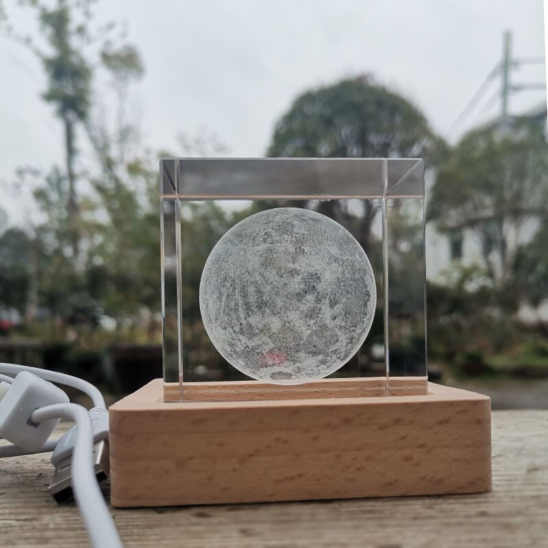 Kristallen Kubus 3D Maanlicht Lamp