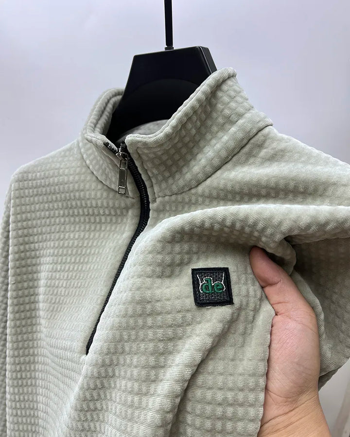 Heren Trui Halve Rits Alpaca Fleece Moderne Sweater-1