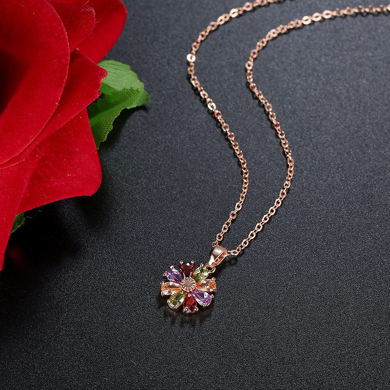 Glinsterende Zirkoon Bloemen Ketting