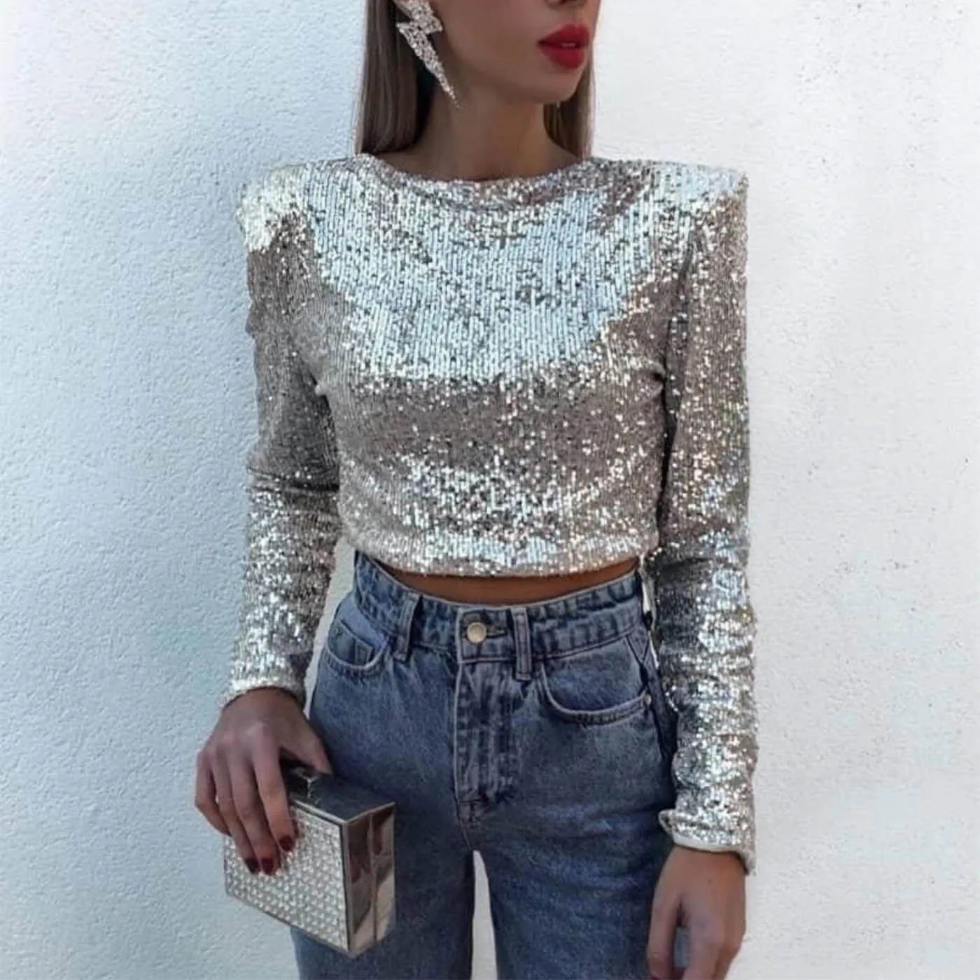 Dames Top Pailletten Ademend Polyester Voor Feestelijke Gelegenheden 2
