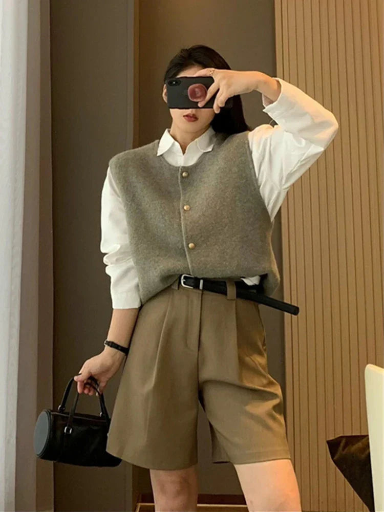 Dames Vest Klassiek Met Knopen Katoenmix 4