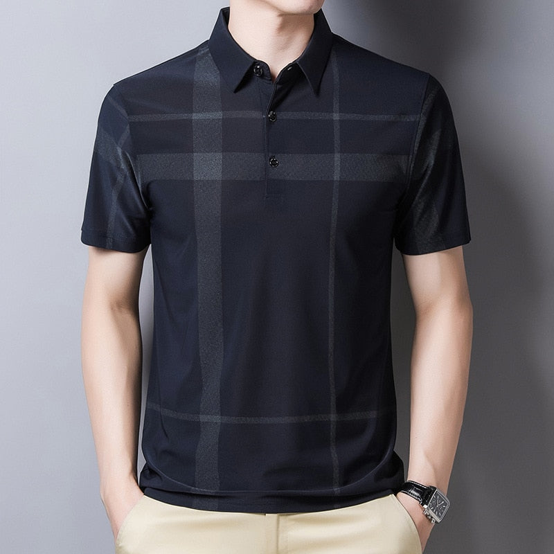 Heren Slim-Fit Geruite Polo