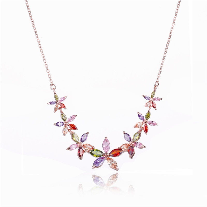 Glinsterende Zirkoon Bloemen Ketting