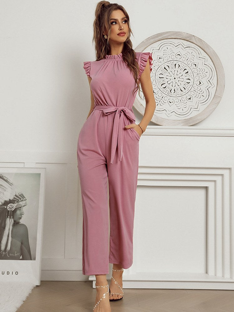 Dames Jumpsuit Feestelijk Tijdloos Polyester met Hoge Ronde Hals en Kapmouwen-4
