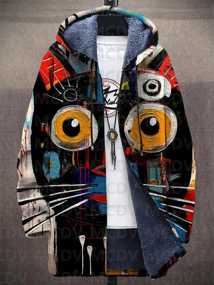 Variant image for Dames Jas Casual Met Kattenpatroon Zachte Ademende Stof-1