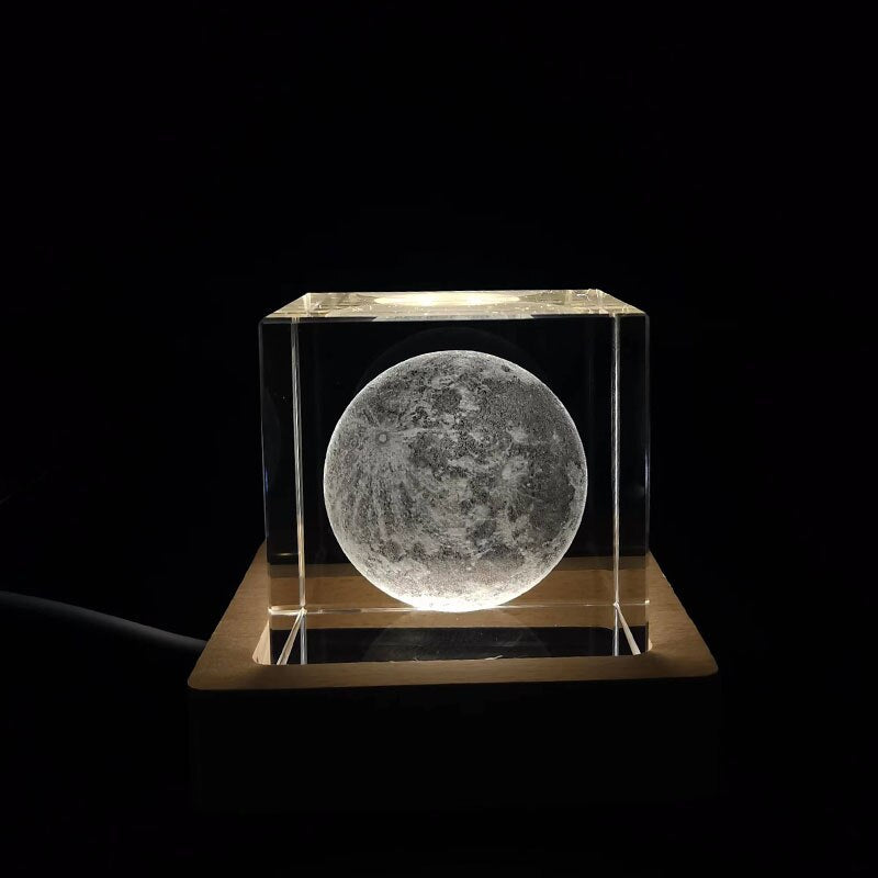 Kristallen Kubus 3D Maanlicht Lamp