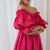 Dames Mini-Jurk Off-Shoulder Katoen met Korte Pofmouwen-1