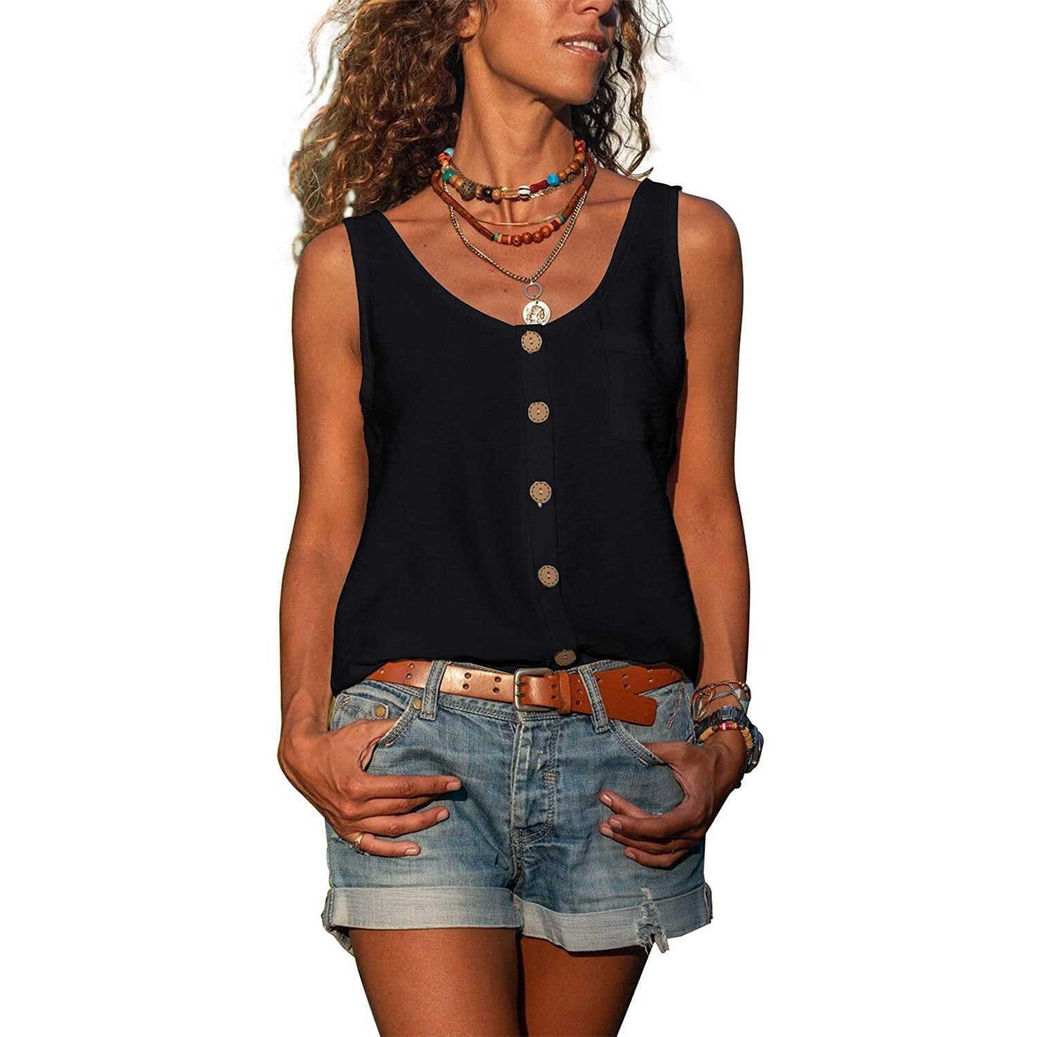Variant image for Dames Tanktop Mouwloos Elegante Pasvorm Ademend Materiaal-25