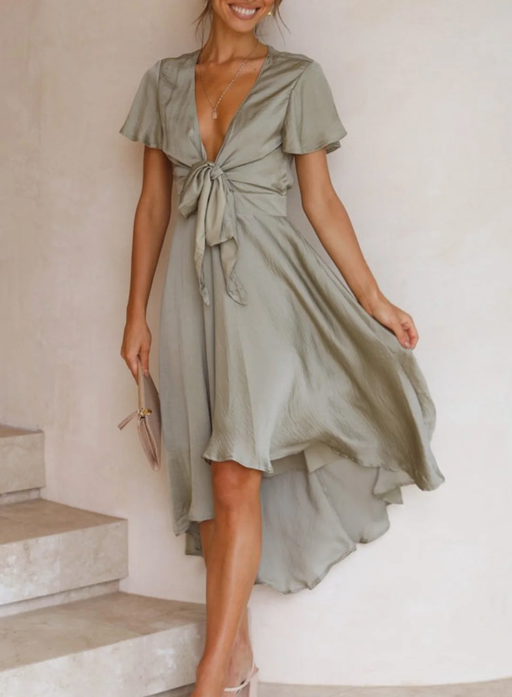 Dames Maxi Jurk Vloeiende Pasvorm Polyester voor Zomer Events 1