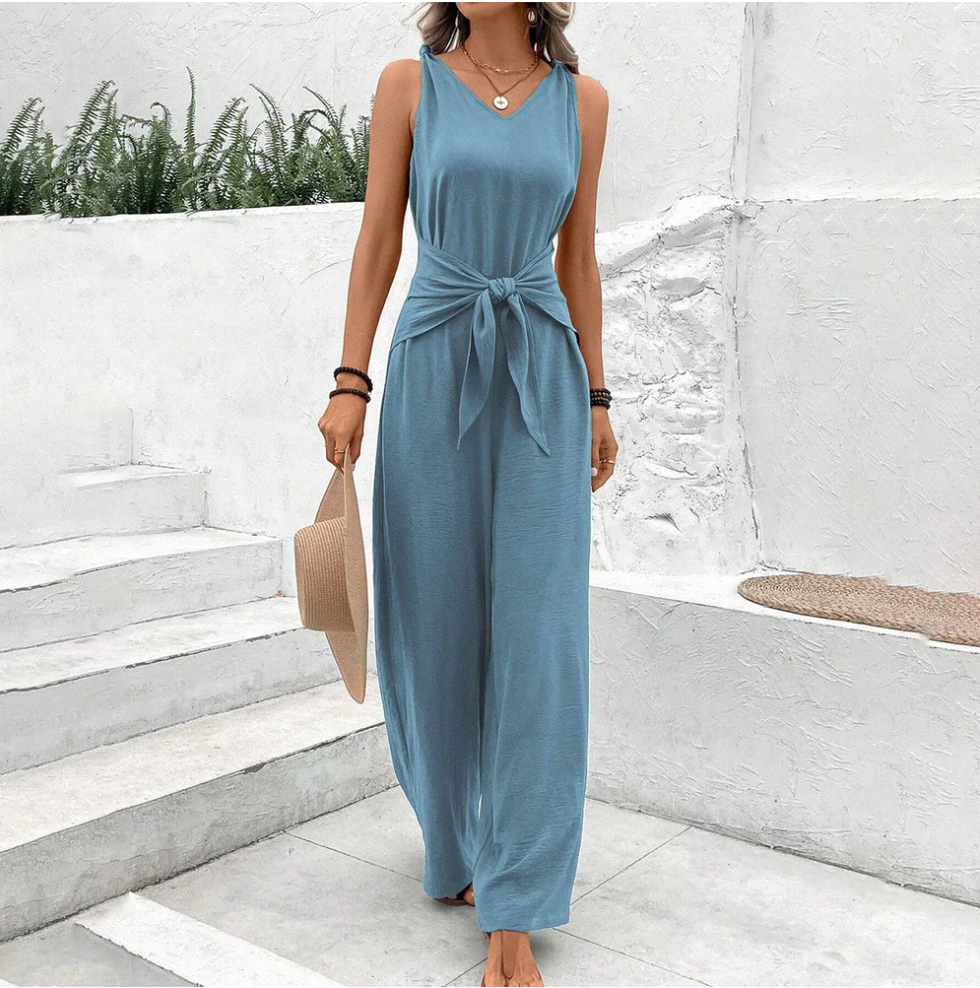 Dames Jumpsuit Mouwloos Vloeiend Lichtgewicht Stof-1