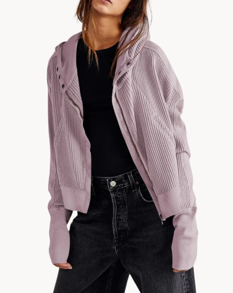 Damesmantel Luxe Zachte Stof Met Decoratieve Zakken 4