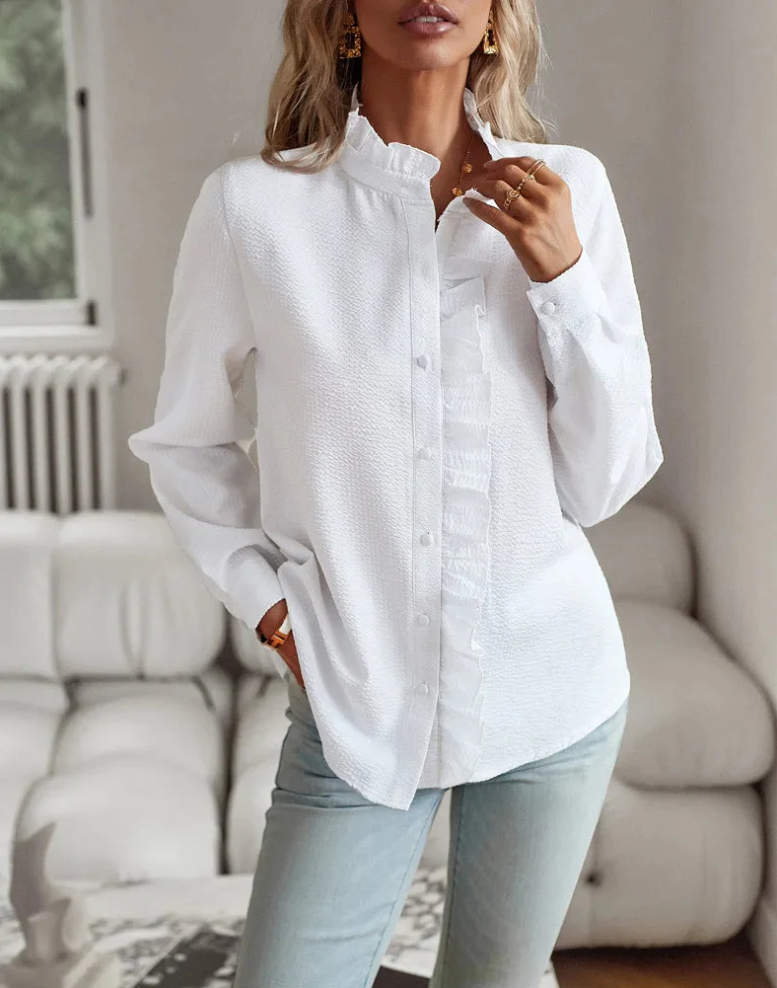 Dames Blouse Stijlvol Katoen Moderne Pasvorm voor Werk en Vrije Tijd-5
