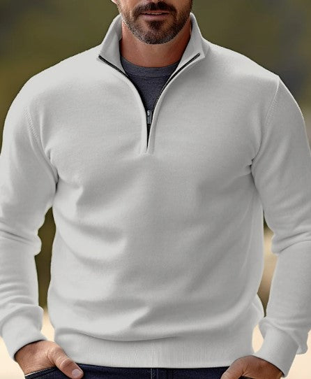 Variant image for Heren Trui Kwartzipper Casual Katoenmix-1