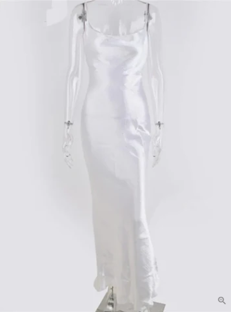 Variant image for Dames Maxi Jurk Rugvrij Satijn met Spaghetti-Riemen voor Bruiloft en Zomer-25