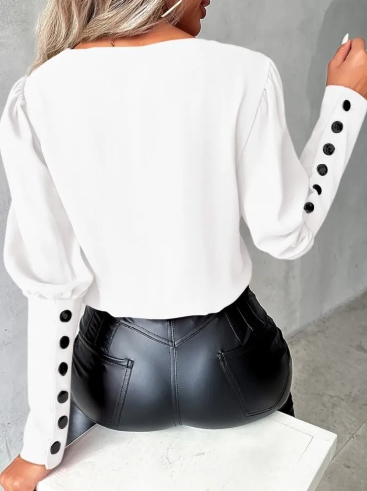 Dames Blouse V-Hals Casual Hoogwaardige Stof-5