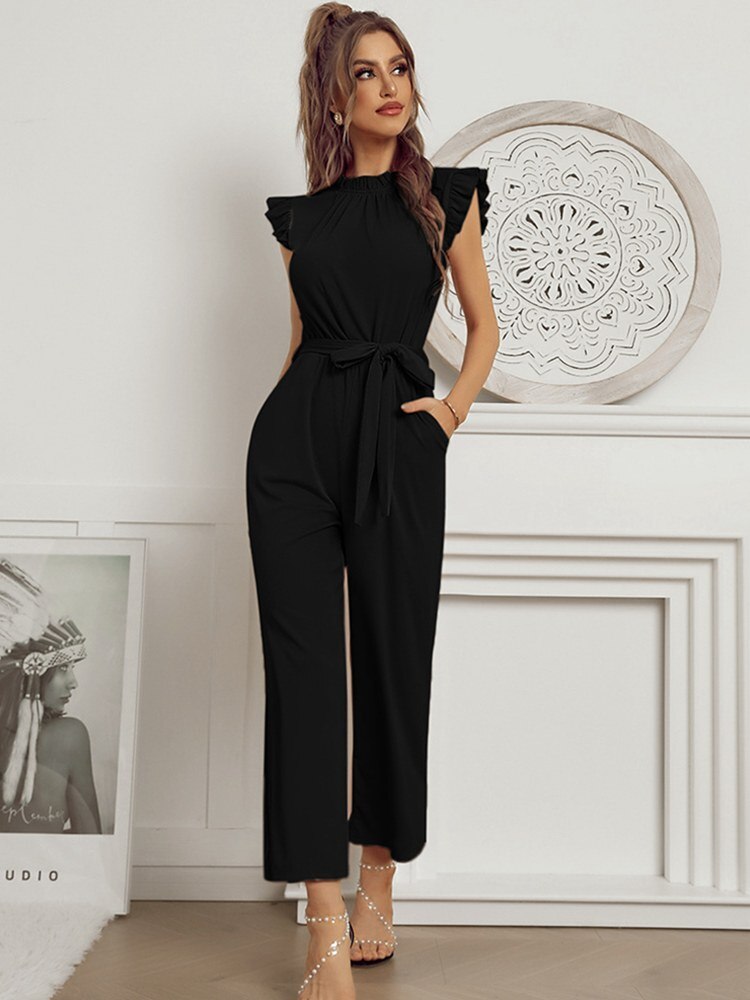 Variant image for Dames Jumpsuit Feestelijk Tijdloos Polyester met Hoge Ronde Hals en Kapmouwen-13