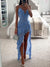 Dames Maxi Jurk Vloeiend Met Ruches Zomer Luxe Stof-2