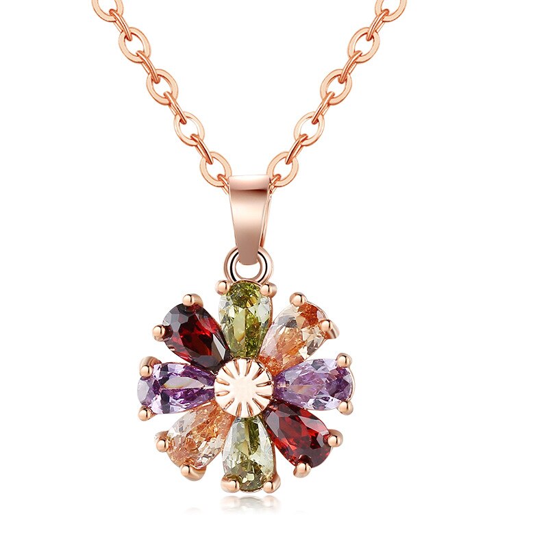 Glinsterende Zirkoon Bloemen Ketting