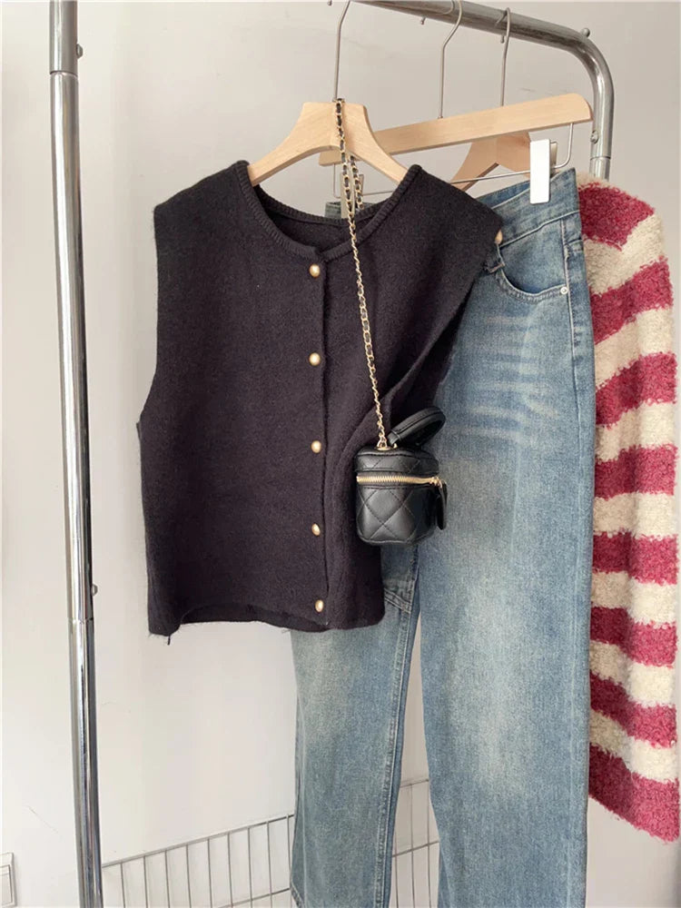 Variant image for Dames Vest Klassiek Met Knopen Katoenmix-2